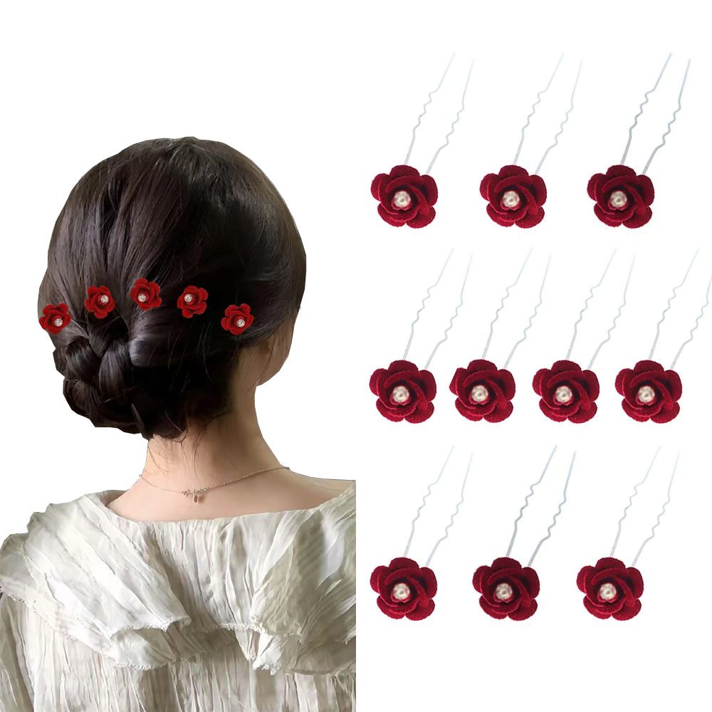 10Pcs Rose Hair Accessories We - Flower Supplies บทวิจารณ์และราคา