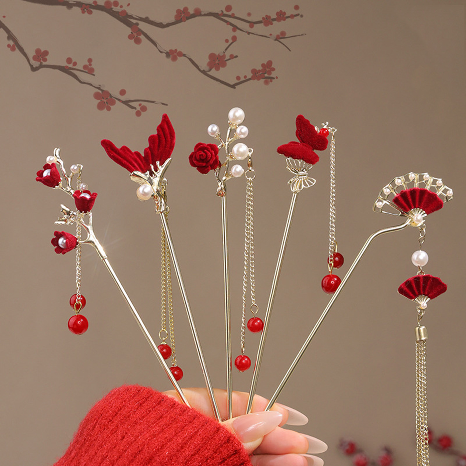 Chinese Style Rose Flower Hair - Flower Supplies บทวิจารณ์และราคา