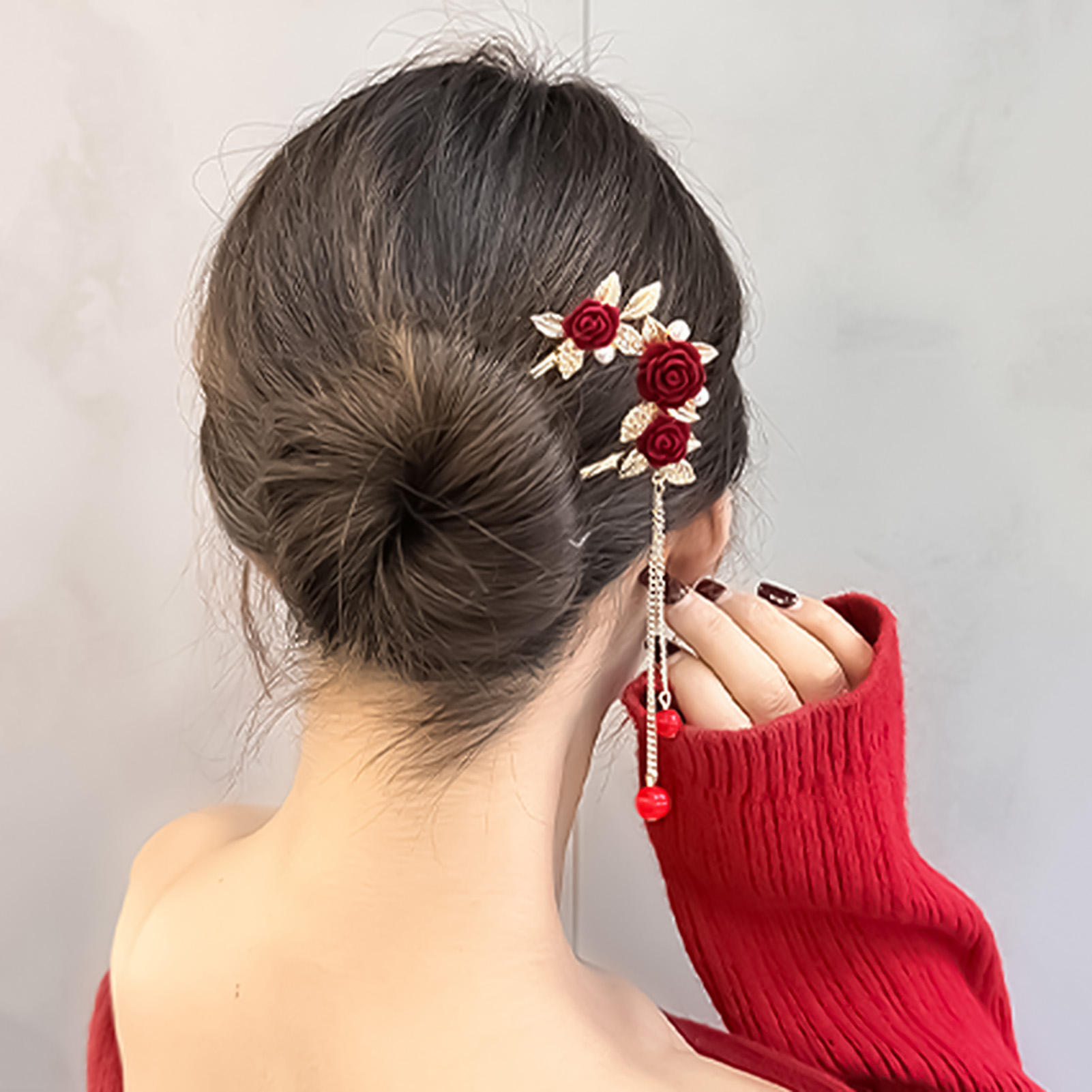 Chinese Style Rose Flower Hair - Flower Supplies บทวิจารณ์และราคา