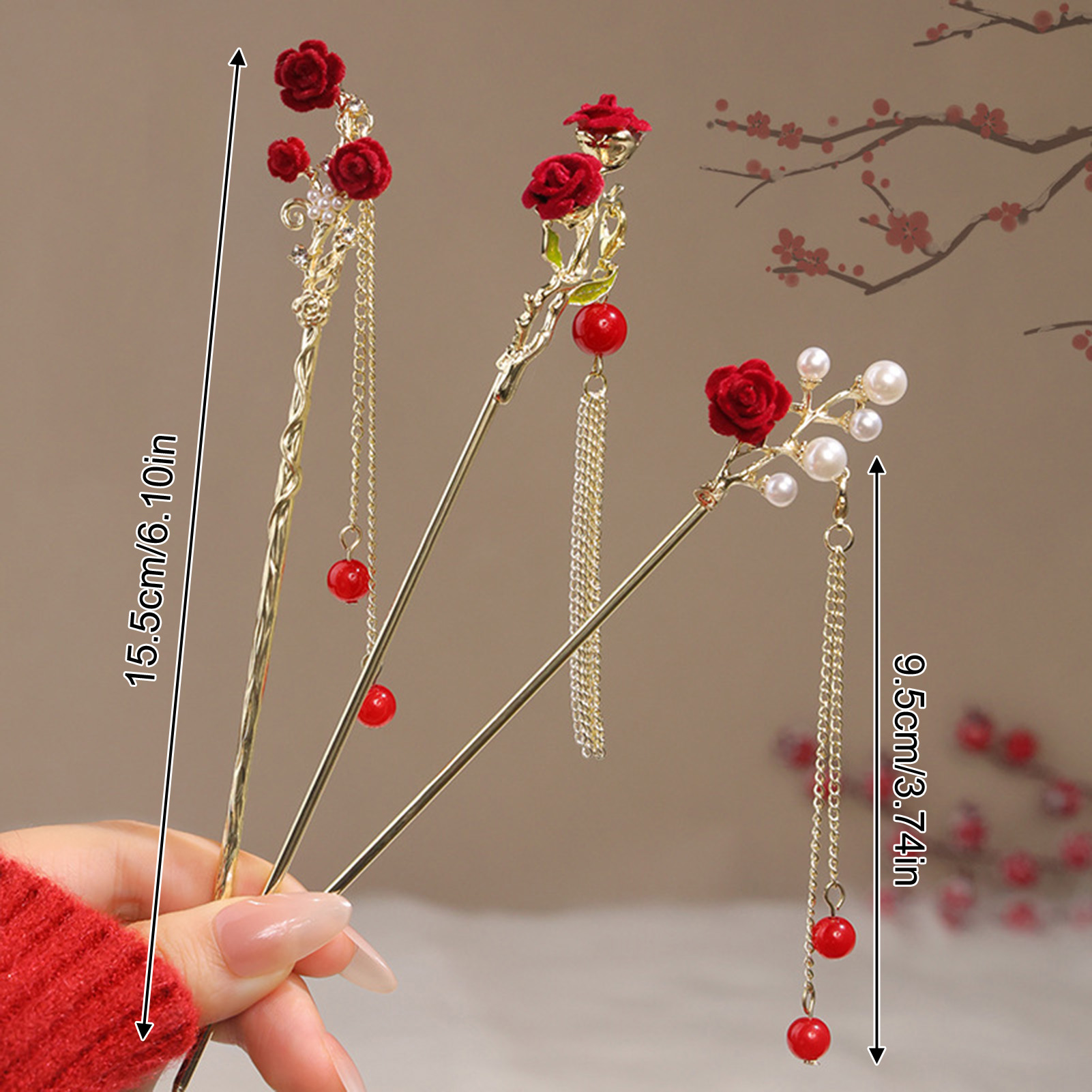 Chinese Style Rose Flower Hair - Flower Supplies บทวิจารณ์และราคา