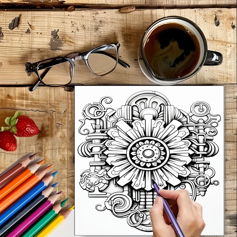Coloring Book Steampunk Flower - Flower Supplies บทวิจารณ์และราคา