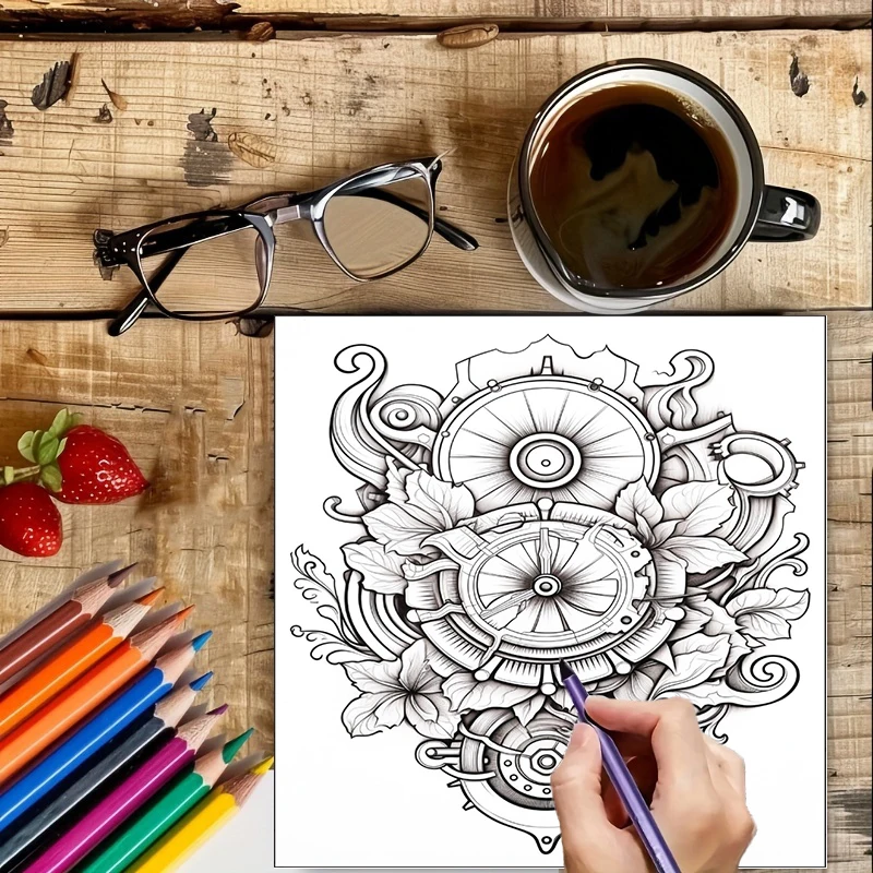 Coloring Book Steampunk Flower - Flower Supplies บทวิจารณ์และราคา